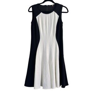 Elie Tahari Women's Patti Block Fit & Flare Mesh Sleeve Cocktail Dress Size 2